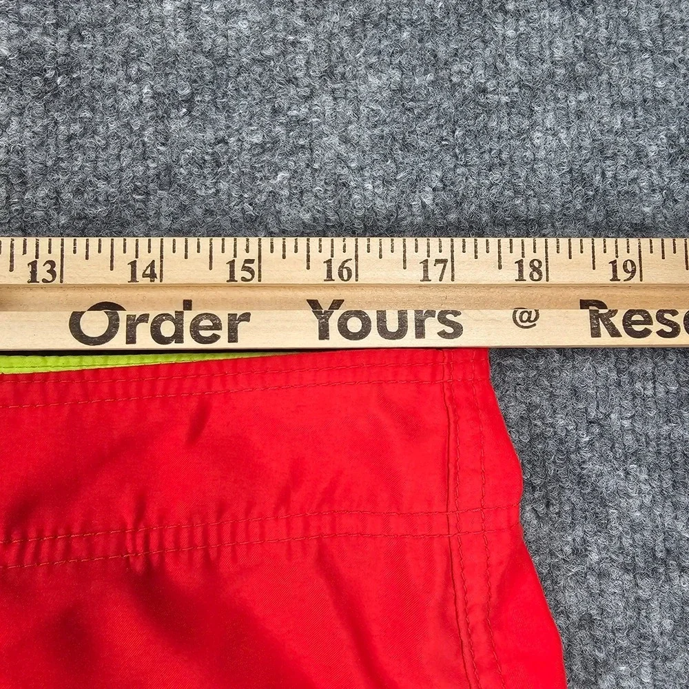 Hollister Board Shorts Mens L Red Neon Green Logo Swim Trunks Cargo Pocket 9